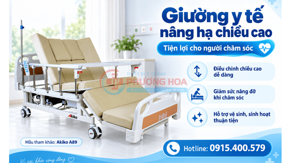 Giường y tế nâng hạ chiều cao có gì tiện cho người chăm sóc?